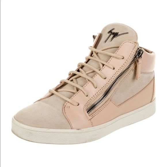Giuseppe Zanotti Baby Pink Womens High Top Trainers Sneakers
